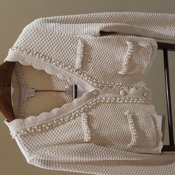 Nwt House of Harlow ecru with pearls sweater - Picture 3 of 9